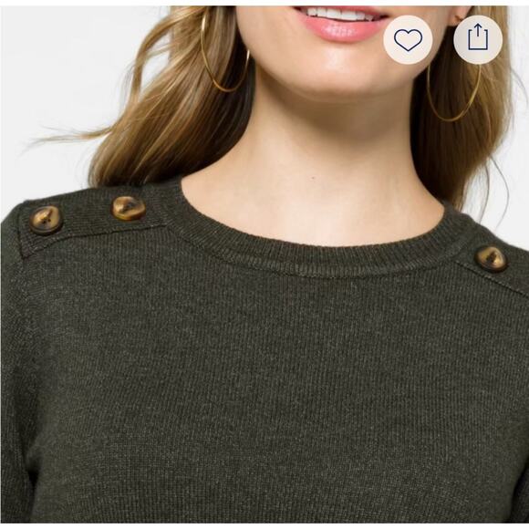 Pink Clover Women's Gray Long Sleeve Pullover Sweater Button Folded Cuff-Size L - Picture 1 of 8